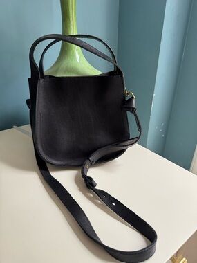 Madewell Black Leather Crossbody with Brass Hardware